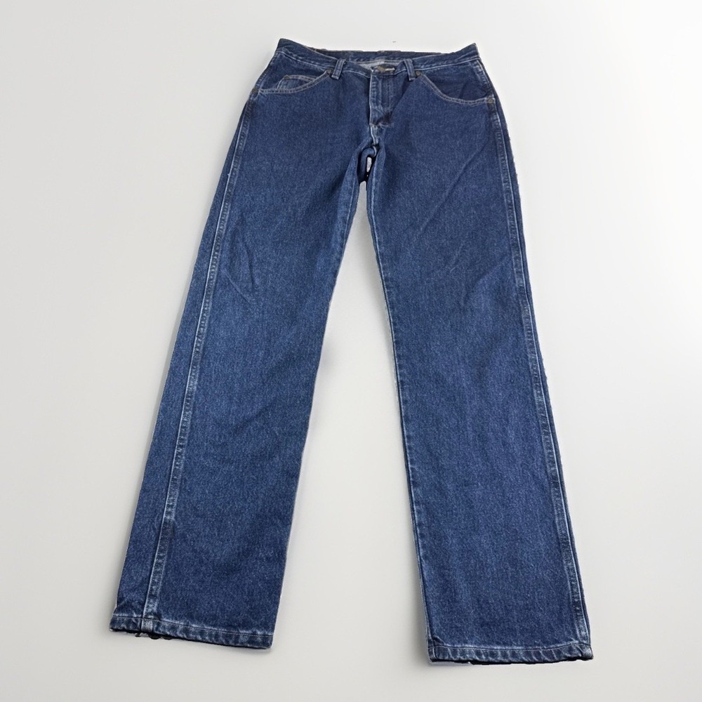 Wrangler Jeans Mens 32x32 Blue Denim Pants Workwear Regular Fit Straight Leg